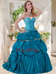 Lovely A Line Brush Train Taffeta Modern Quinceanera Dresses with Beading and Bubbles