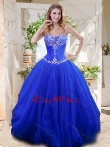 New Style See Through Sweetheart Blue Best Quinceanera Dresses with Beading