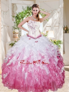 Wonderful Asymmetrical Big Puffy Lovely Quinceanera Dresses with Beading and Ruffles