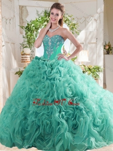 New Arrivals Rolling Flowers Mint New style Quinceanera Dresses with Beading