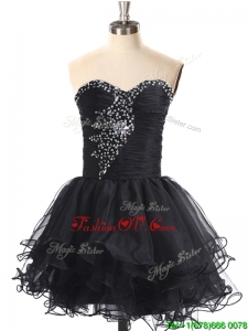 2016 Best Selling Beaded Black Prom Dress in Organza
