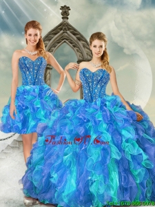 New Style Beading and Ruffles Multi Color Quinceanera Dresses for 2015
