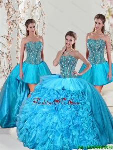 Detachable Aqua Blue Quinceanera Skirts with Beading and Ruffles for 2015