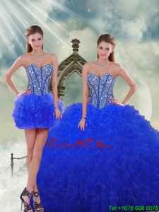 Detachable Royal Blue Quinceanera Skirts with Beading and Ruffles for 2015 Spring