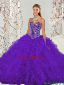 Exquisite and Detachable Purple Sweet 16 Dresses with Beading and Ruffles