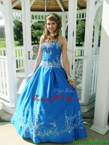 New Style Puffy Skirt Satin Sweet 16 Dress with Beading and Appliques