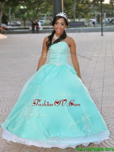 Romantic Strapless Apple Green Quinceanera Dress with Beading and Appliques