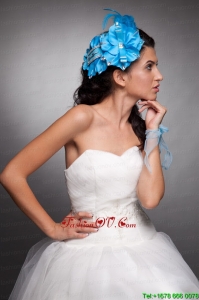 Blue Taffeta Beaded Hand Made Flowers Headpieces