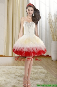 2015 Spring Fashionable Beading Short Prom Dresses with Sweetheart