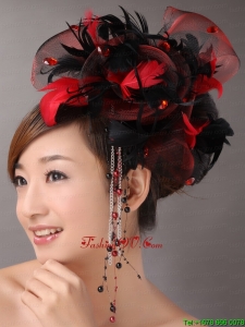 Multi Color Headpices With Feather and Tulle Headpices Rhinestones Decorate