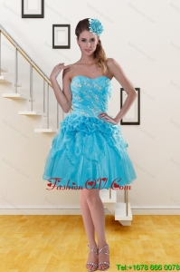 2015 Pretty Sweetheart Aqua Blue Prom Dresses with Beading