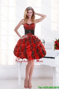 2015 Unique Sweetheart Beading and Ruffles Prom Dresses with Appliques