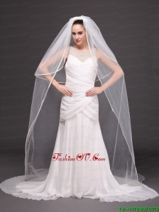 Two-tier Tulle White Chapel Length Bridal Veils