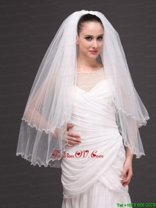 Two-tier Tulle White Ribbon Edge For Bridal Veil