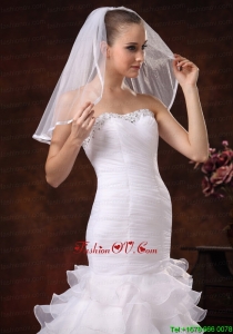 Taffeta Trim Edge Discount Tulle Bridal Veils For Wedding