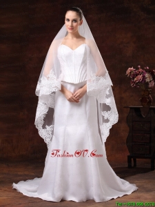 Tulle With Lace Applique Edge Graceful Wedding Veil