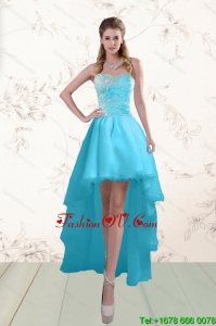 Fashionable Baby Blue Prom Gown with Beading and Ruffles 2015