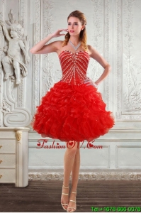 New Style Sweetheart Prom Dresses with Beading and Ruffles 2015