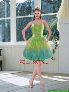 Romantic Beading Multi Color Sweetheart Prom Dress with Appliques