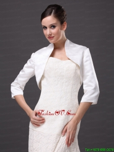 1/2 Sleeves Classical High Neck Satin Jacket For Wedding and Other Occasion