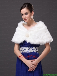 Gorgeous Rabbit Fur Special Occasion / Wedding Shawl In Ivory With V Neck