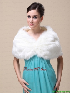 Unique Rabbit Fur Special Occasion / Wedding Shawl In Ivory With V Neck