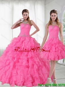 2015 Detachable and Classic Strapless Quinceanera Dress with Beading and Ruffles