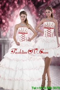 2015 Customer and Classic Made White Quince Dresses with Appliques and Ruffled Layers