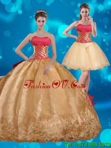 Classic Strapless Multi Color Quinceanera Dress with Beading and Embroidery