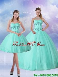 Perfect Apple Green Quince Dress with Appliques and Beading