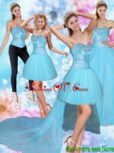 2015 Designer Sweetheart Baby Blue Quinceanera Dress with Beading