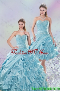 2015 Designer Sweetheart Ball Gown Quinceanera Dresses with Beading and Ruffled Layers