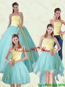 2015 Strapless Floor Length Multi Color Detachable Quinceanera Skirts with Bowknot