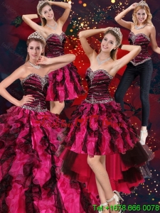 2015 Sweetheart Beaded and Ruffled Detachable Quinceanera Skirts in Multi Color