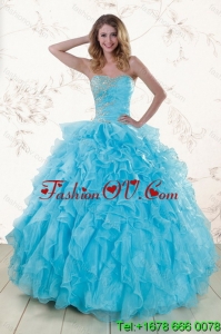 Baby Blue 2015 Prefect Detachable Quinceanera Skirts with Beading and Ruffles