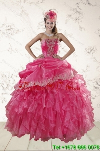 Beautiful Ruffles and Appliques Detachable Quinceanera Skirts in Hot Pink