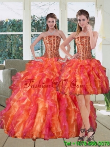Multi Color Strapless Detachable Quinceanera Skirts with Beading and Ruffles