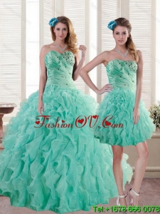 Newest Aqua Blue Detachable Quinceanera Skirts with Beading and Ruffles for 2015