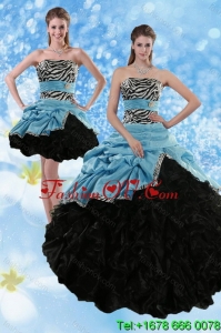 Zebra Print Multi Color Strapless Detachable Quinceanera Skirts with Ruffles and Pick Ups