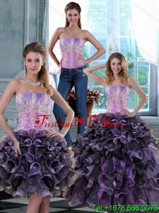 2015 Fashionable Appliques and Ruffles Detachable Quinceanera Skirts in Multi Color