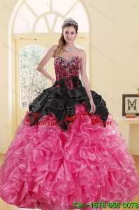 2015 Most Popular Beading and Ruffles Detachable Quinceanera Skirts in Multi Color