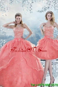 2015 New Style Beading Detachable Quinceanera Skirts in Watermelon
