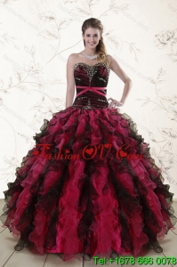 2015 The Most Popular Multi Color Detachable Quinceanera Skirts with Ruffles and Beading