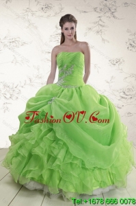 Brand New Spring Green Detachable Quinceanera Skirts with Ruffles and Beading