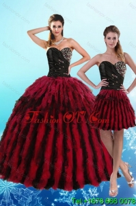 Luxurious Multi Color Sweetheart Detachable Quinceanera Skirts with Beading and Ruffles