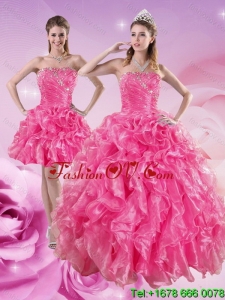 Sturning Hot Pink Detachable Quinceanera Skirts with Beading and Ruffles for 2015