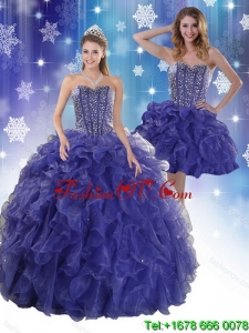 The Most Popular Royal Bule Detachable Quinceanera Skirts with Beading and Ruffles