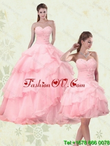 2015 Cute and Lovely Sweetheart Beaded Quinceanera Dresses with Ruffled Layers
