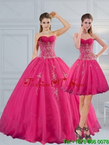Lovely Sweetheart Hot Pink Quinceanera Dress with Appliques and Beading