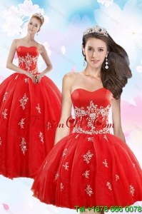 Perfect Red Quince Dresses with Appliques for 2015